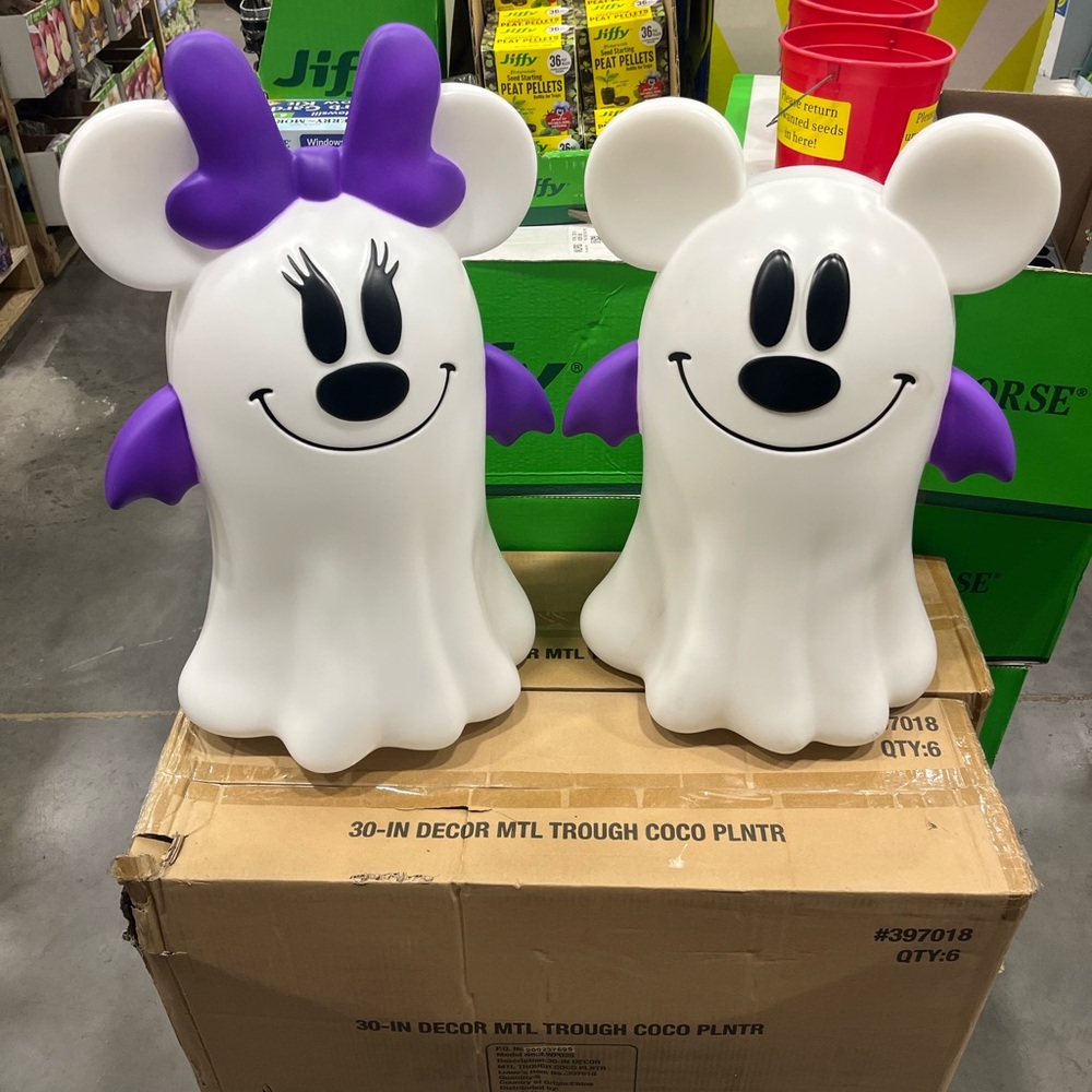 Two Mickey and Minnie ghost blow molds